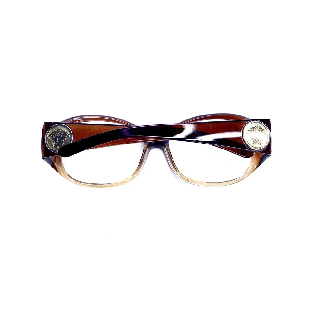 Versace Brown Beige Ombre Oval Wrap Medusa Eyeglasses Italy MOD 4182 58 16 130